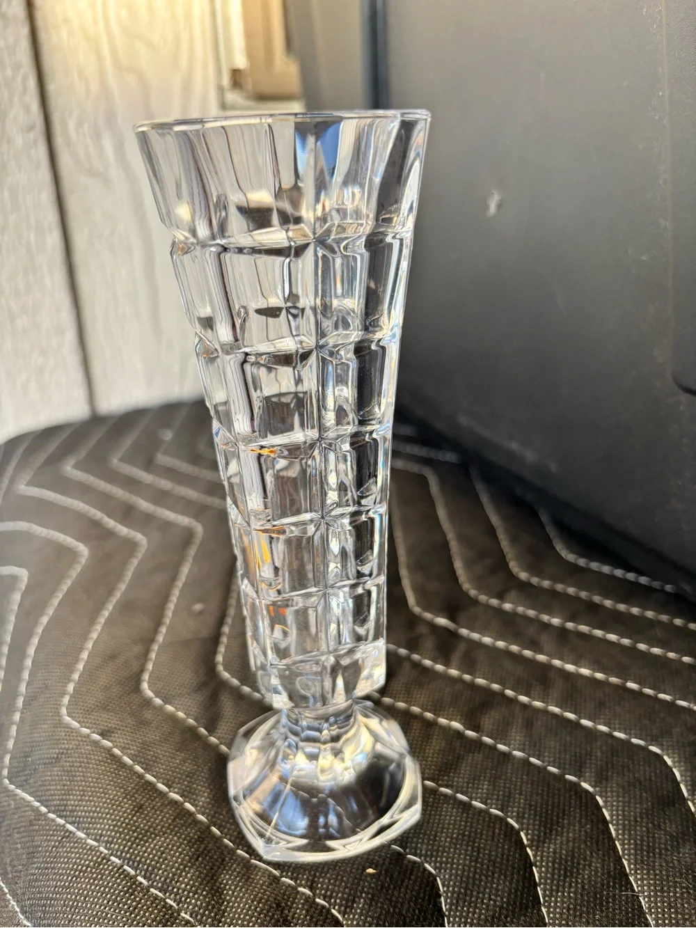 Cristal d’ Arques Crystal Bud Vase 6.25”h Elegant Small Vase Square Geometric